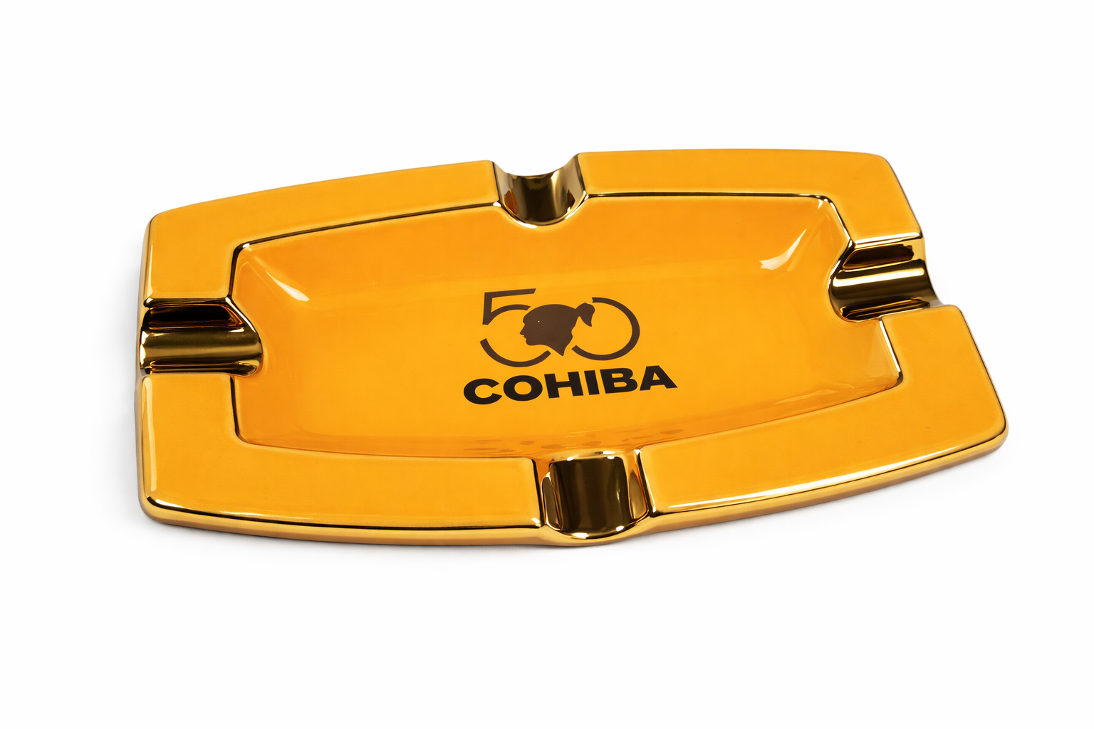 Cohiba Rectangular Cigar Ashtray (Yellow, 50th Anniversary)