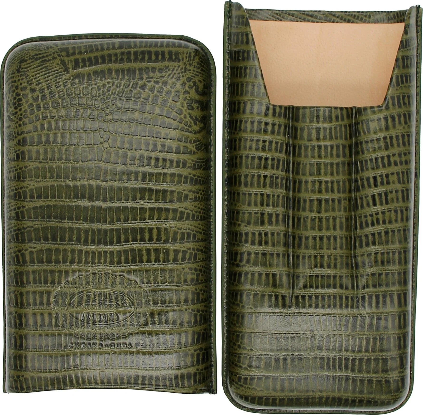 Hoyo de Monterrey 3-Cigar Case – Dark Green Crocodile Pattern